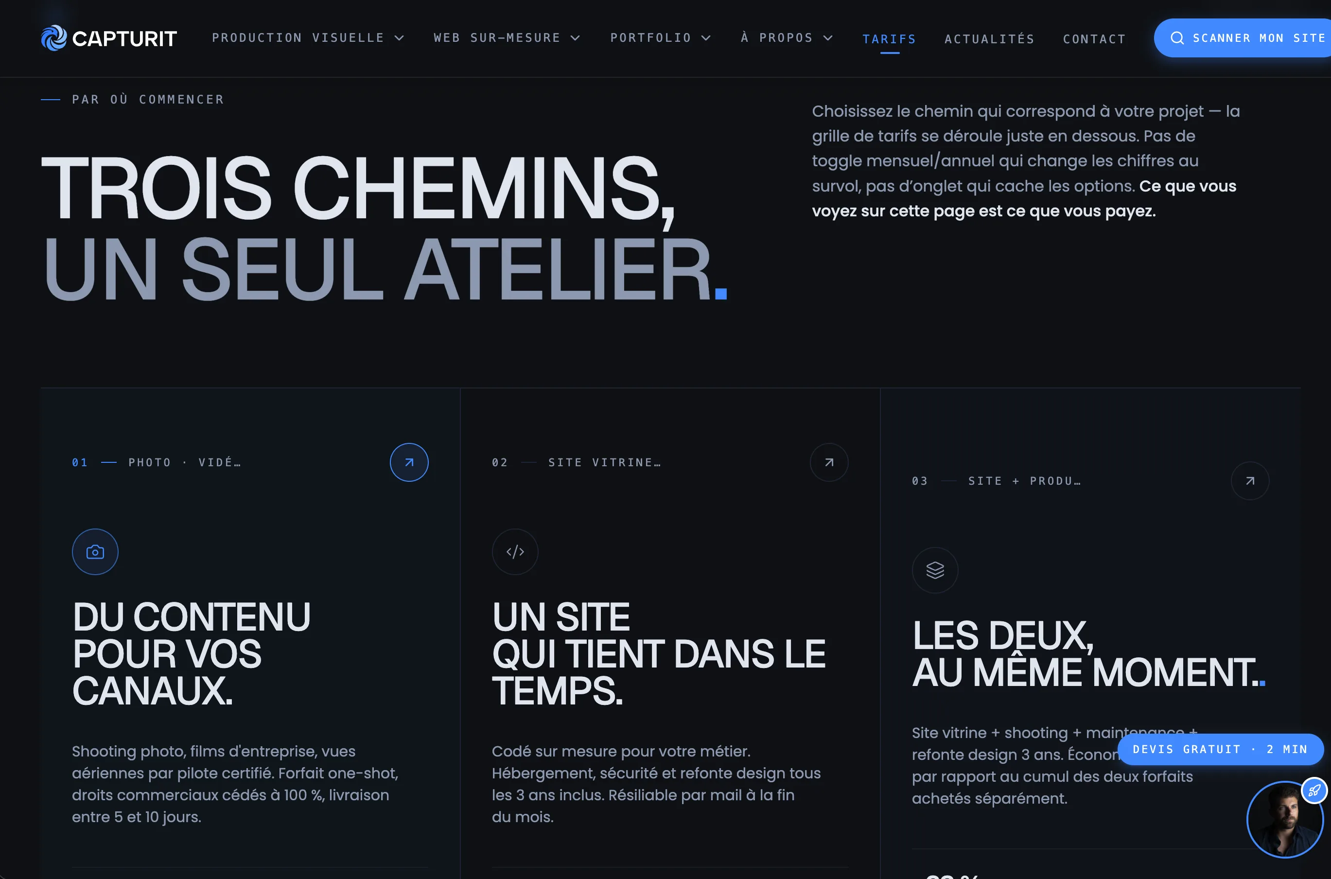 Page Capturit — Formules et tarifs