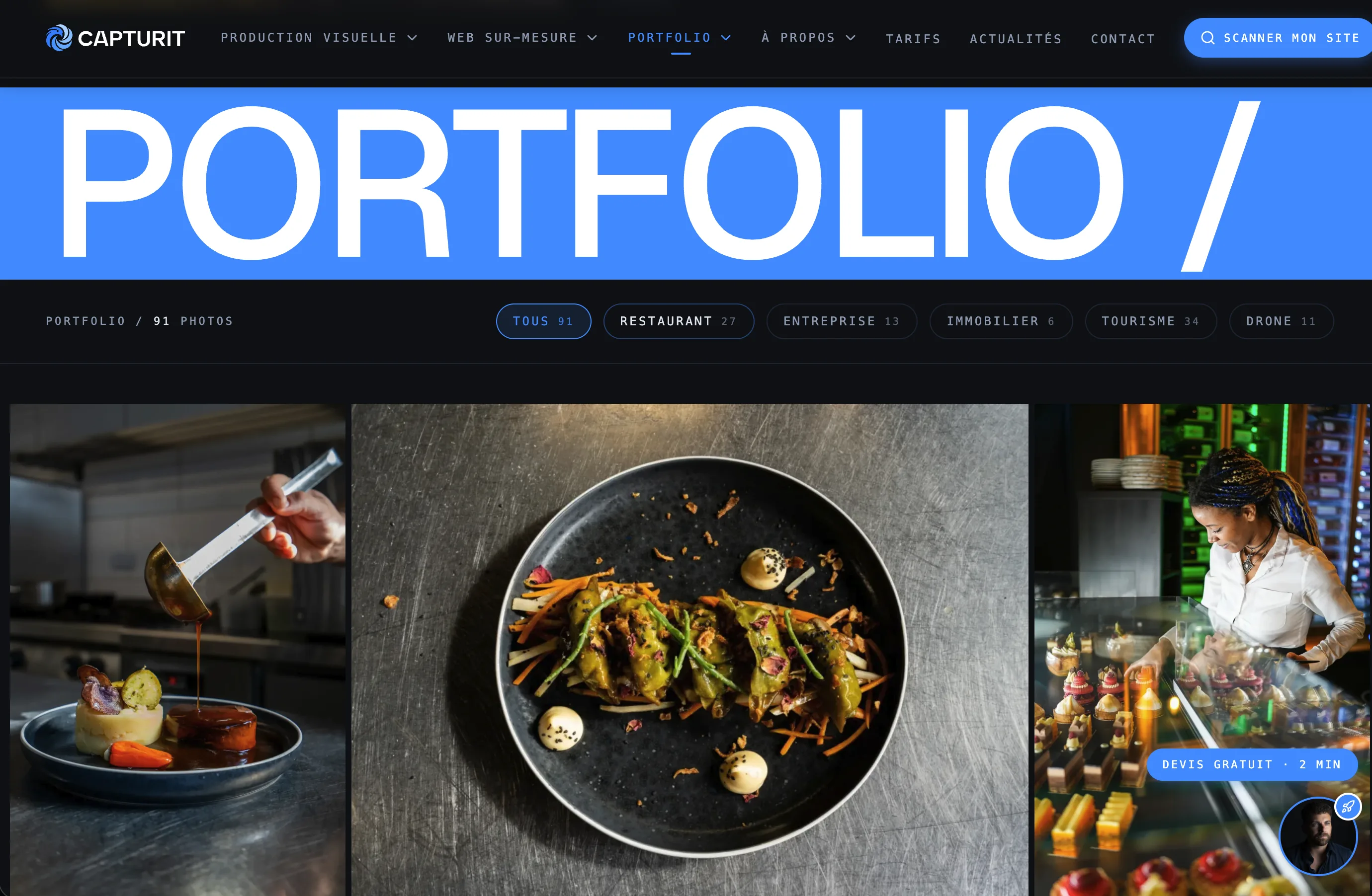 Page Capturit — Realisations et contenus